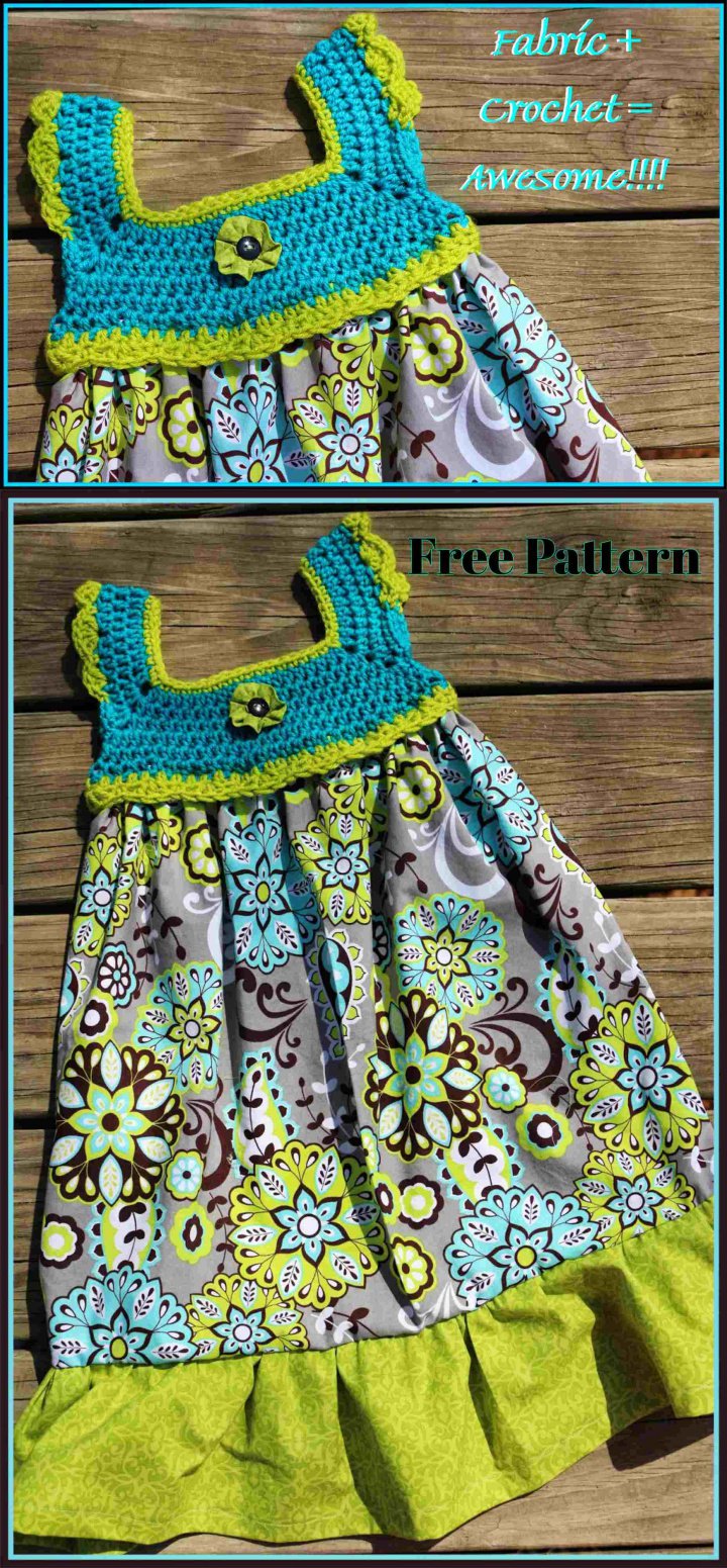 Crochet and Fabric Dress with Free Pattern